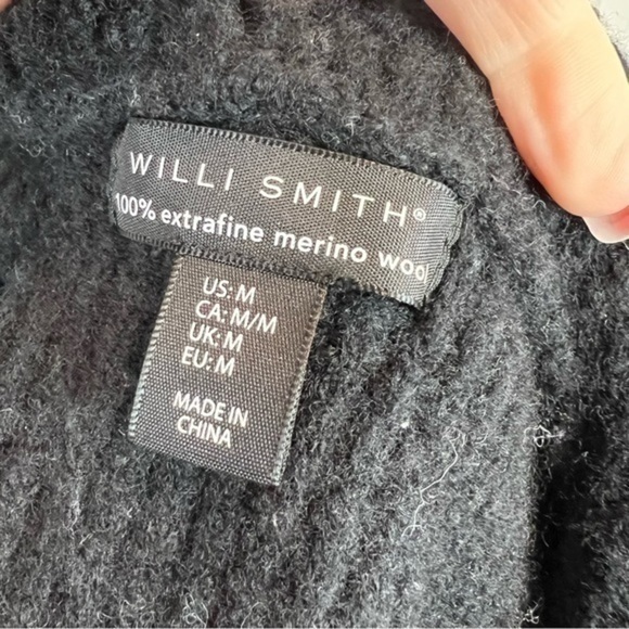 Willi Smith cardigan sweater womens size medium black merino wool open front - Picture 6 of 6